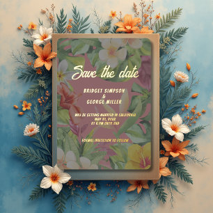 Invitación Con Relieve Metalizado boda de verano hawaiano tropical colorido hibisco