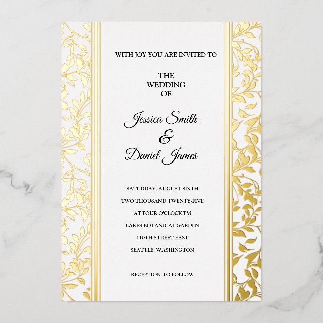 Invitación Con Relieve Metalizado Boda de vino (Anverso)
