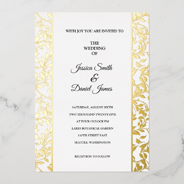Invitación Con Relieve Metalizado Boda de vino (Anverso)