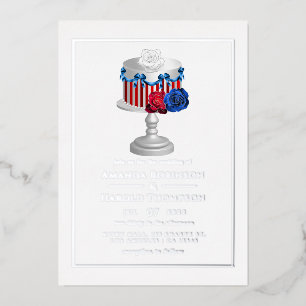 Invitación Con Relieve Metalizado Boda del 4 de julio