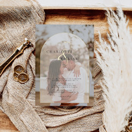 Invitación Con Relieve Metalizado Boda del Arco de Oro Clásico Elegante