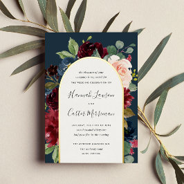 Invitación Con Relieve Metalizado Boda del arco floral de la floración de la floraci