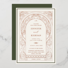 Invitación Con Relieve Metalizado Boda del Art Nouveau Greenery Arch