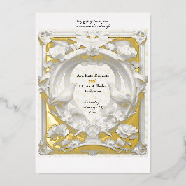 Invitación Con Relieve Metalizado Boda del Atelier Motif Gold 'n Fauna Motif