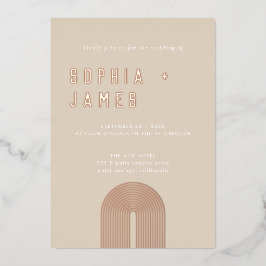 Invitación Con Relieve Metalizado Boda del Boho Arch Naranja Ochre moderno
