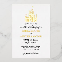Invitación Con Relieve Metalizado Boda del Castillo de Princess