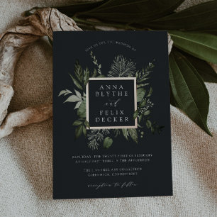 Invitación Con Relieve Metalizado Boda del marco botánico Winter Meadow