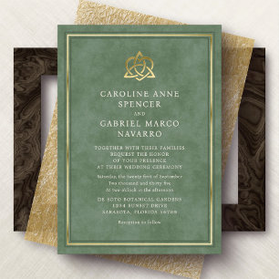 Invitación Con Relieve Metalizado Boda del Nudo Celta Irlandés