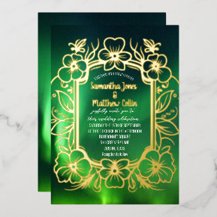 Invitación Con Relieve Metalizado Boda del Relieve metalizado dorado de Aurora Borea
