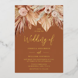 Invitación Con Relieve Metalizado Boda del sueño bohemio: Boho Terracotta Gold