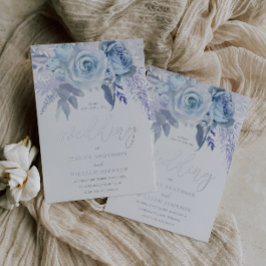 Invitación Con Relieve Metalizado Boda divino azul cielo y plateado
