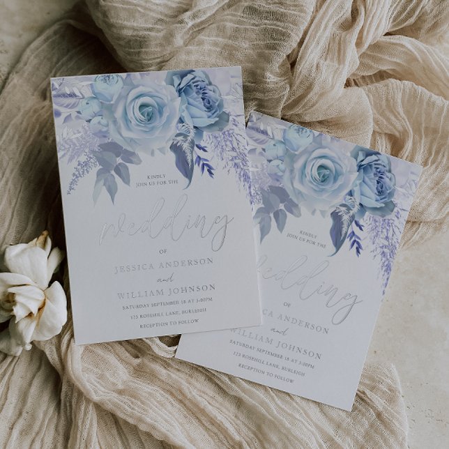 Invitación Con Relieve Metalizado Boda divino azul cielo y plateado (Subido por el creador)