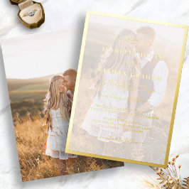 Invitación Con Relieve Metalizado Boda Dorada de Foto Moderna