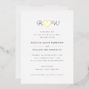 Invitación Con Relieve Metalizado Boda Dulce Simplicidad