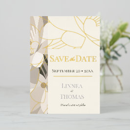 Invitación Con Relieve Metalizado Boda Editorial Moderna Abstracta Beige Neutral