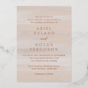 Invitación Con Relieve Metalizado Boda elegante acuarela neutral moderna