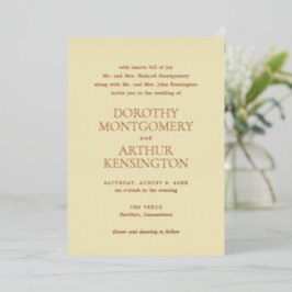 Invitación Con Relieve Metalizado Boda elegante amarilla moderna con mantequilla