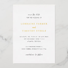 Invitación Con Relieve Metalizado Boda elegante atemporal, guarde la fecha