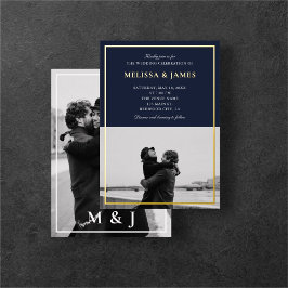 Invitación Con Relieve Metalizado Boda elegante azul de la marina de fotos