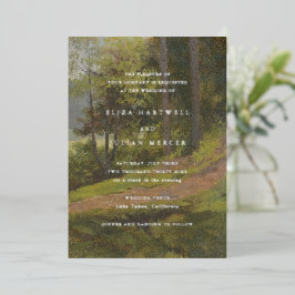 Invitación Con Relieve Metalizado Boda Elegante Bosque Rústico