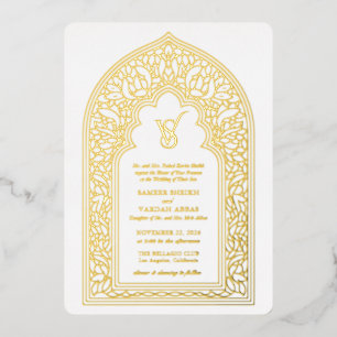 Invitación Con Relieve Metalizado Boda elegante con arabesco de oro