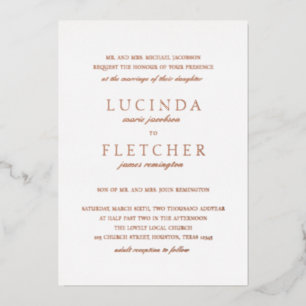 Invitación Con Relieve Metalizado Boda elegante con dinero antiguo