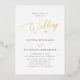 Invitación Con Relieve Metalizado Boda elegante con guión dorado | Clásico minimalis