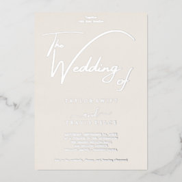 Invitación Con Relieve Metalizado Boda Elegante con Hoja de Oro y Flor de Marfil