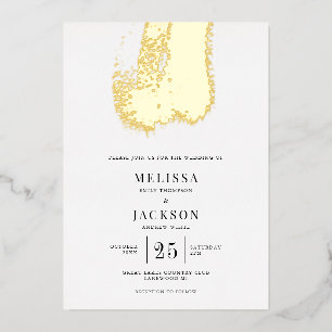 Invitación Con Relieve Metalizado Boda elegante con pincelada moderna