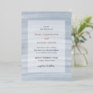 Invitación Con Relieve Metalizado Boda elegante de azul suave con estilo costero