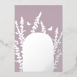 Invitación Con Relieve Metalizado Boda elegante de hojas de jardín y mariposas   