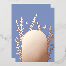 Invitación Con Relieve Metalizado Boda elegante de hojas de jardín y mariposas  