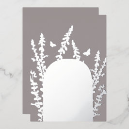 Invitación Con Relieve Metalizado Boda elegante de jardín con hojas y mariposas   