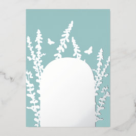 Invitación Con Relieve Metalizado Boda elegante de jardín con hojas y mariposas 