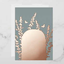 Invitación Con Relieve Metalizado Boda elegante de jardín con hojas y mariposas