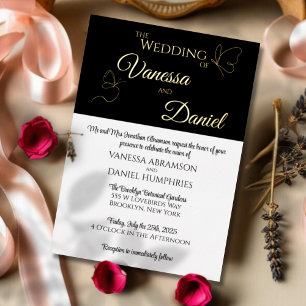 Invitación Con Relieve Metalizado Boda elegante de mariposa desplazable