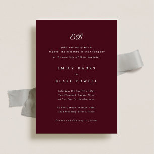 Invitación Con Relieve Metalizado Boda elegante de Marsella burgundy y plata con pap
