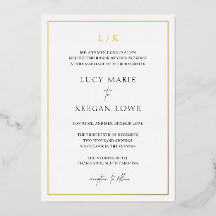 Invitación Con Relieve Metalizado Boda elegante de monograma eterno