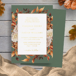 Invitación Con Relieve Metalizado Boda Elegante de Otoño