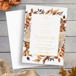 Invitación Con Relieve Metalizado Boda elegante de otoño en oro