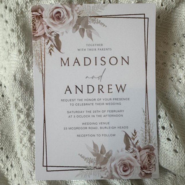 Invitación Con Relieve Metalizado Boda elegante de Relieve metalizado dorado Rosa y  (Subido por el creador)