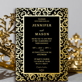 Invitación Con Relieve Metalizado Boda elegante del marco dorado