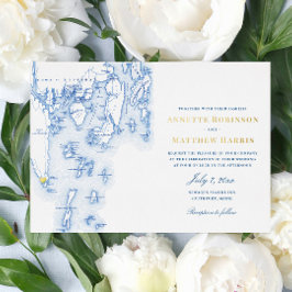 Invitación Con Relieve Metalizado Boda elegante del Southport Maine