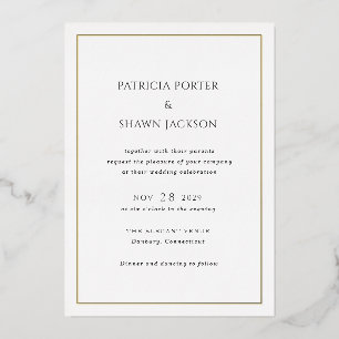 Invitación Con Relieve Metalizado Boda elegante en blanco y negro