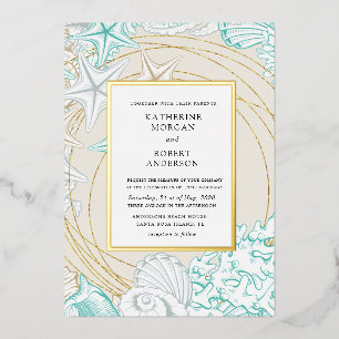 Invitación Con Relieve Metalizado Boda elegante en la costa