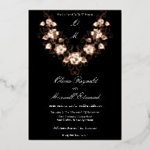 Boda elegante en negro y oro rosa
