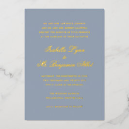 Invitación Con Relieve Metalizado Boda elegante formal tradicional azul turbio