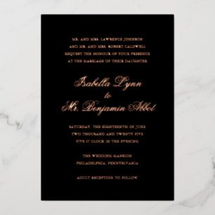 Invitación Con Relieve Metalizado Boda elegante formal tradicional negra
