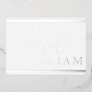 Invitación Con Relieve Metalizado Boda elegante moderna con lámina de plata prensada