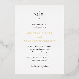 Invitación Con Relieve Metalizado Boda elegante moderna, guarde la fecha